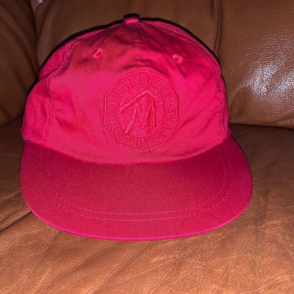Vintage Red Marlboro Embroidered Logo Strap Back Hat